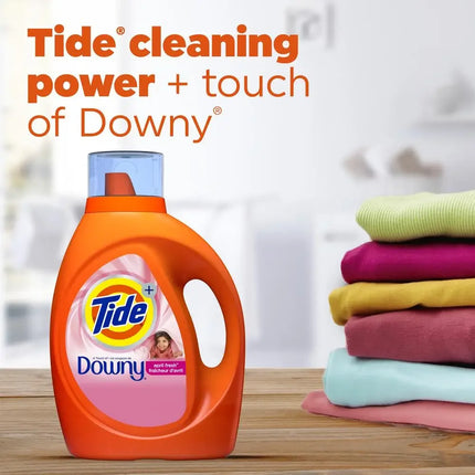 Powerful Tide Downy Liquid Laundry Detergent 84 fl oz 59 Loads Heavy-Duty Concentrated Cleanser April Fresh Scent Works Both HE