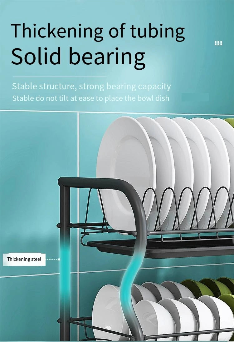 Cutlery Rack Stainless Steel Drying Rack Bowl Dish Draining Shelf  Kitchen Organizer 3 Tiers Dish Drainer Dryer Tray Holder