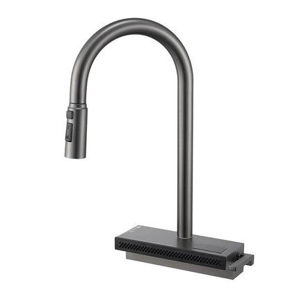 Robinet de cuisine cascade avec affichage de la température de l'eau chaude et froide, robinet extractible pour évier sur plage