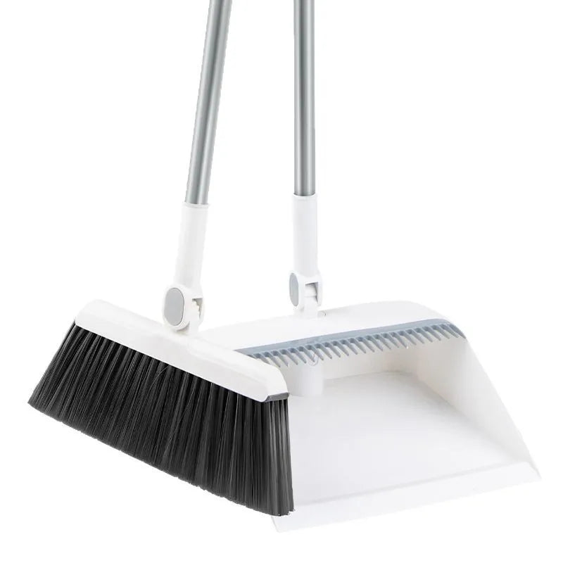 Broom and dust tray set with long handles, upright, perfect for indoor and outdoor garage kitchen room office lobby