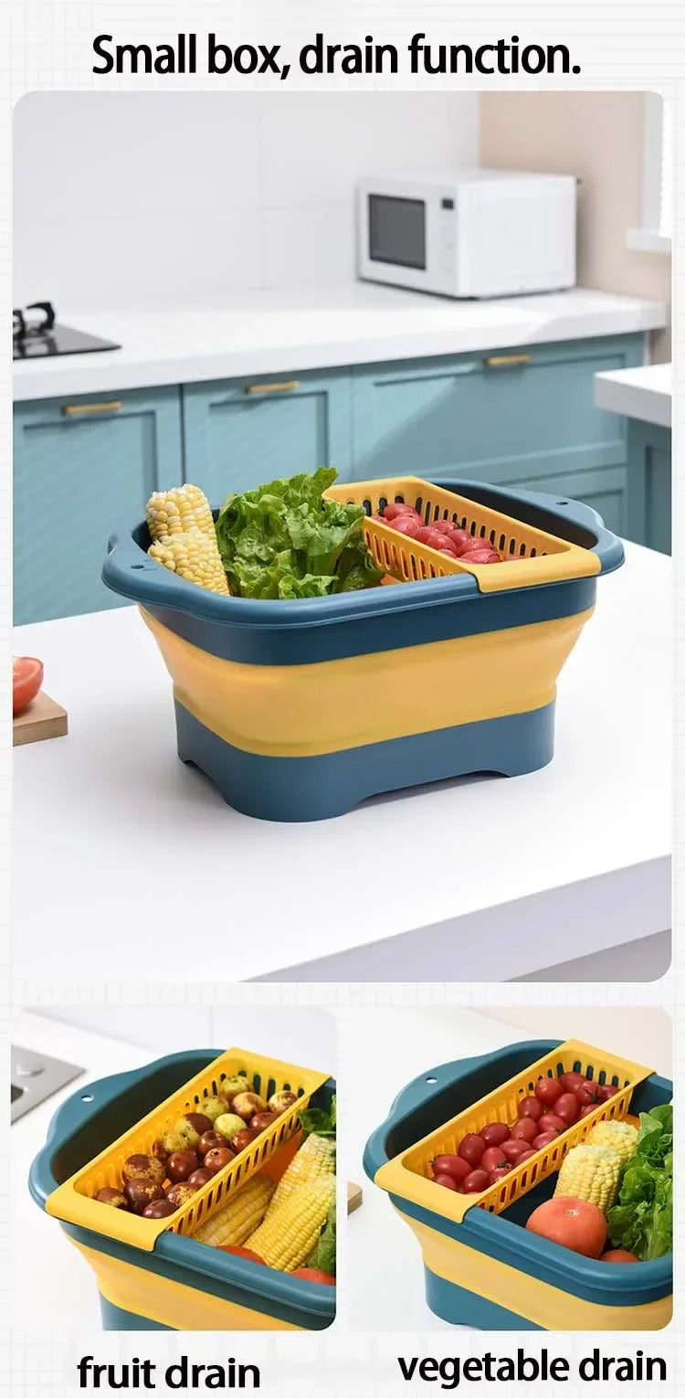 Passoire pliable en silicone pour fruits et légumes, égouttoir à vaisselle, outil de rangement de cuisine