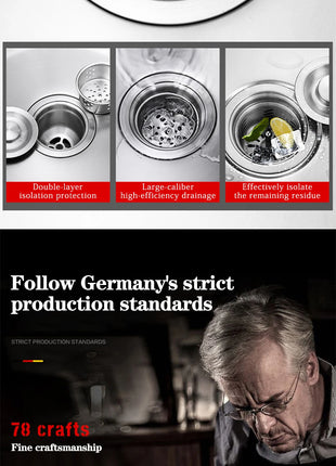 DQOK Stainless Steel Kitchen Sink Slot Dish Basin Kitchen sink Drain Basket And Drain Pip Rectangular