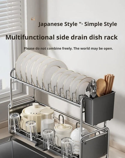 Dish Drying Rack Chopstick Stand Kitchen Bowl Dishes Draining Basket Narrow Cup Holder Over Sink Drainer Draining Shelf Rack