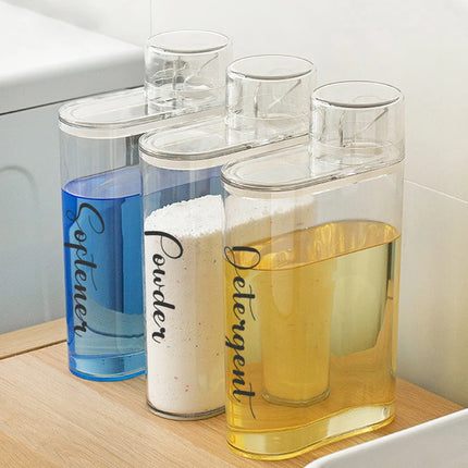 Bouteille distributrice de lessive transparente avec réservoir fermé