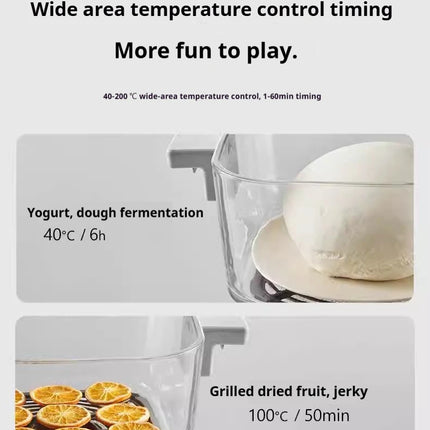 Friteuse à air chaud 1200 W avec panier en verre transparent - Four multifonction sans retournement, poignée isolante, 8 modes de cuisson, usage domestique