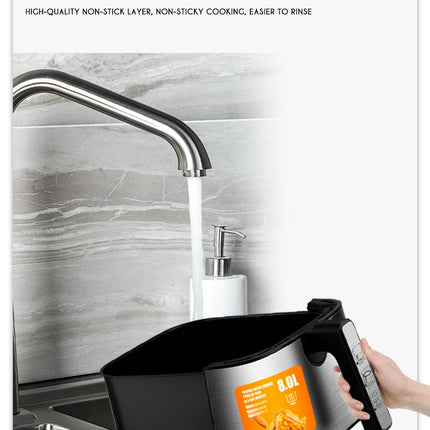 Friteuse à air chaud électrique multifonctionnelle 6,5 L, sans huile, écran tactile, numérique intelligent, circulation d'air chaud à 360°