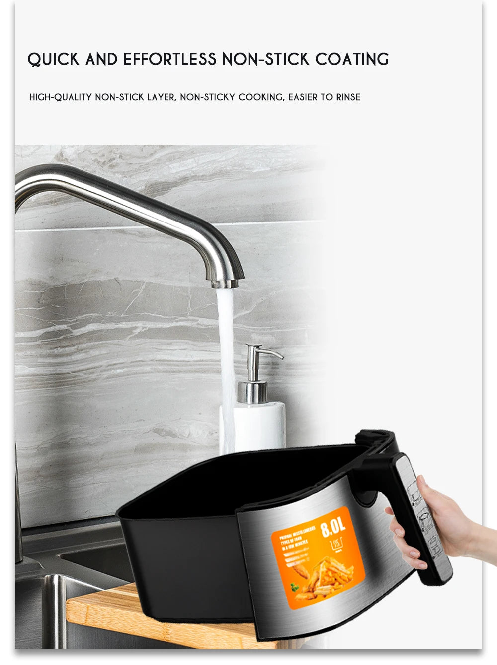 Multifunctional Electric Air Fryer 6.5L Cooker Fryer Without Oil Touch Screen Smart Digital 360 Degree Hot Air Circulation