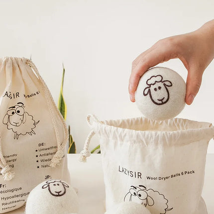 Boules de séchage en laine 7 cm, réutilisables, adoucissantes pour le linge