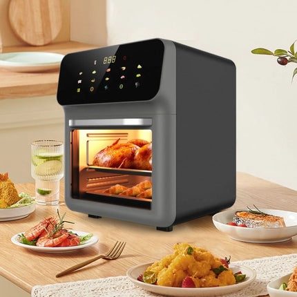 Friteuse à air chaud multifonctionnelle de grande capacité pour la maison, avec écran tactile et affichage visuel.
