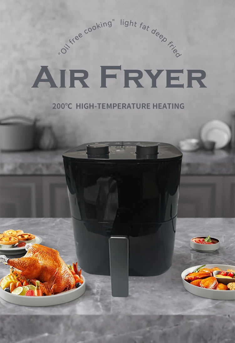 8L Stainless Steel Air Fryer Without Oil Digital Mechanical Control Oil Free Cooker Air Fryer