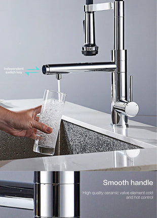 Luxury chrome brass kitchen faucet magnetic suction design with filtered water single hole cold and hot dual control sink faucet