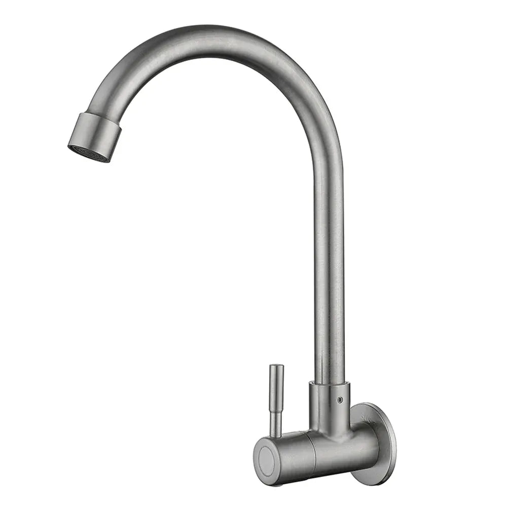 Kitchen Faucet Stainless Steel Wall Mounted Single Cold Water Faucet Lower Curve Faucet Wall Sink Water Tap Premium Quality