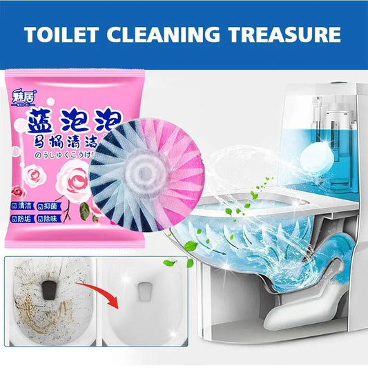 2/5/10Pcs Blue Bubble Toilet Bowl Cleaner Descaling Antibacterial Toilet Cleaner Double Effect Rose Fragrance Toilet Cleaner