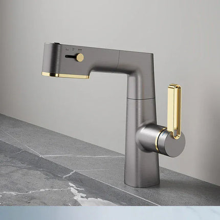 Robinet de salle de bain multifonctionnel VGX, mitigeur de lavabo extractible, robinet de lavabo avec indicateur de température LED, rotation à 360°, robinetterie Crane en laiton blanc