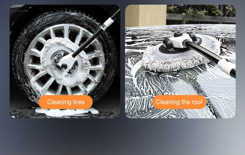 Universal Car Wash Brush Car Cleaning Brush Telescoping Long Handle Mop Chenille Broom Dual Brush Heads Auto Accessories