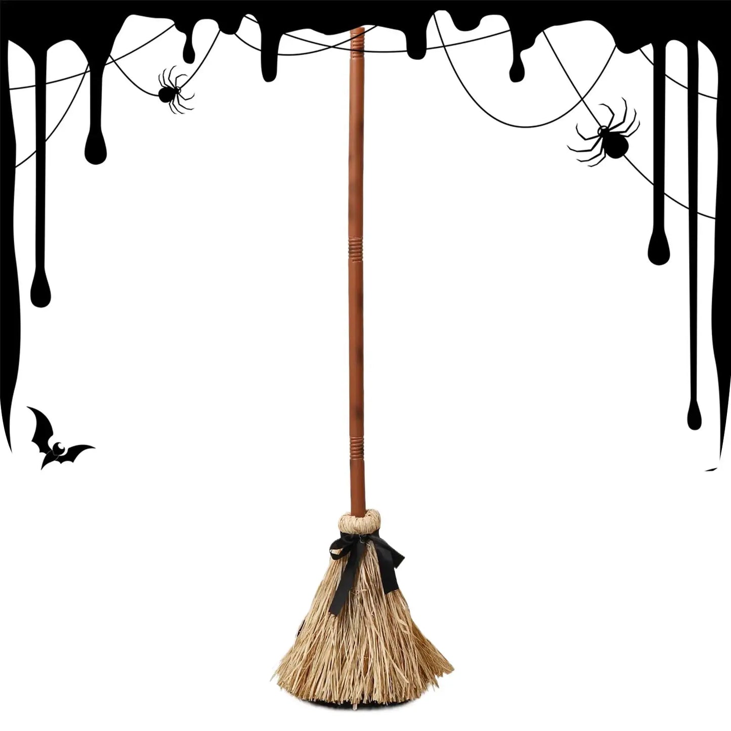 Halloween Witches Broom Moving Broom 43.5 Inches Moving Decoration with Spooky Sounds Witch Broom Prop for Halloween Party