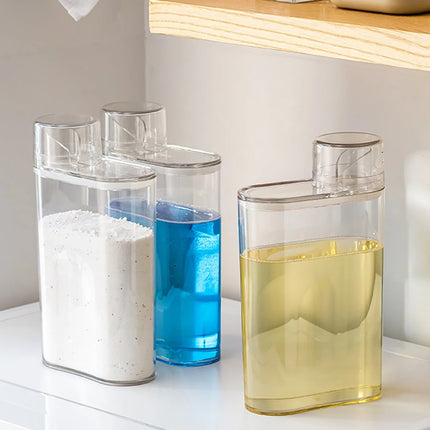 Bouteille distributrice de lessive transparente avec réservoir fermé