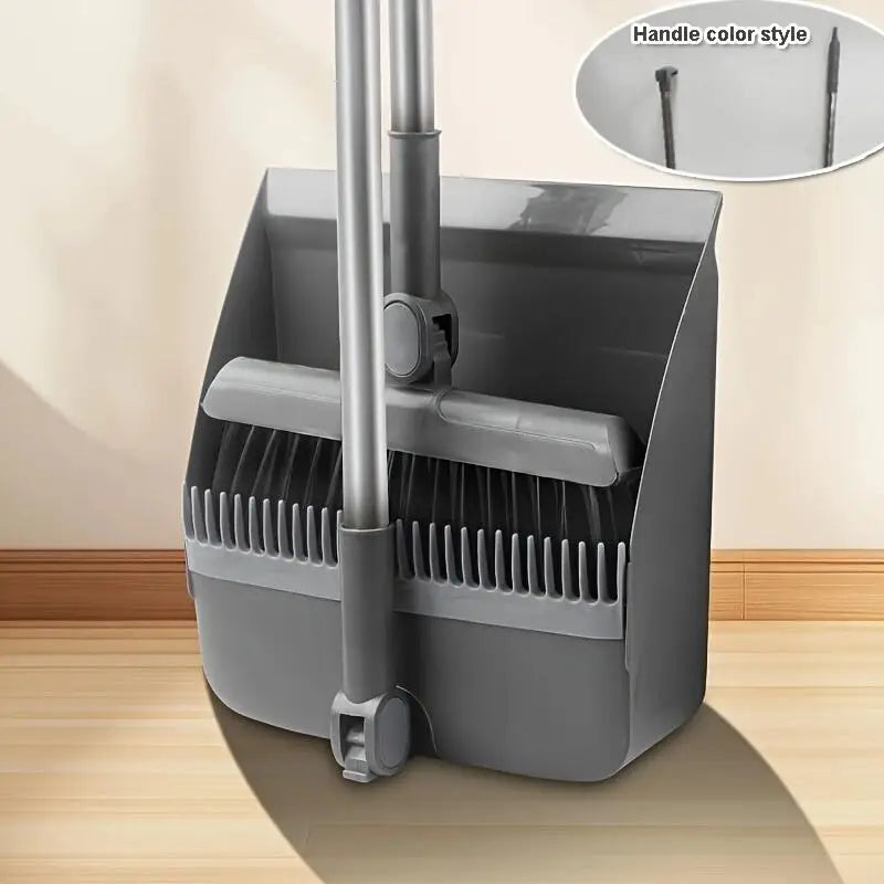 Broom and dust tray set with long handles, upright, perfect for indoor and outdoor garage kitchen room office lobby