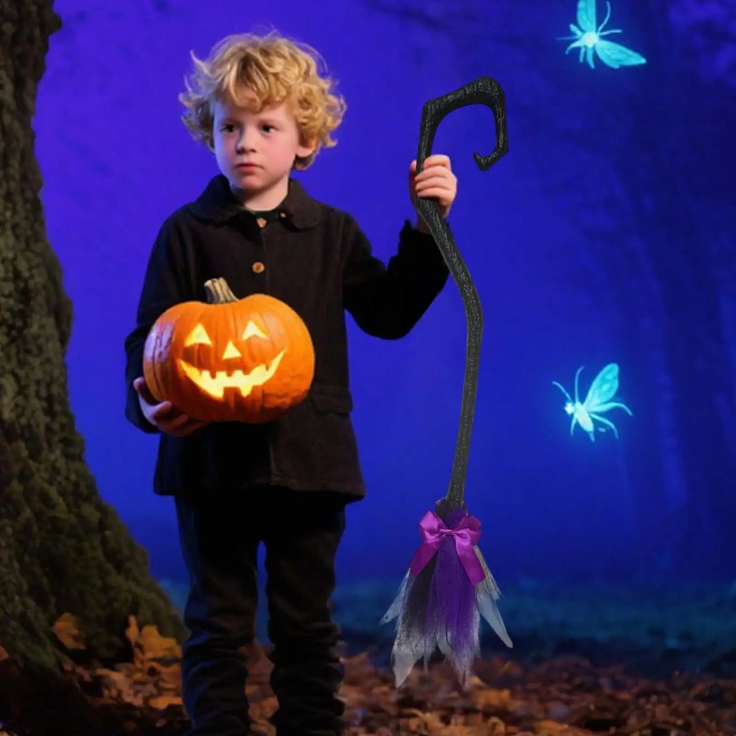 2025 Halloween Witch Broom With Ribbon Portable Witch Broomsticks Broom Props Decorations For Front Door Outside Yard