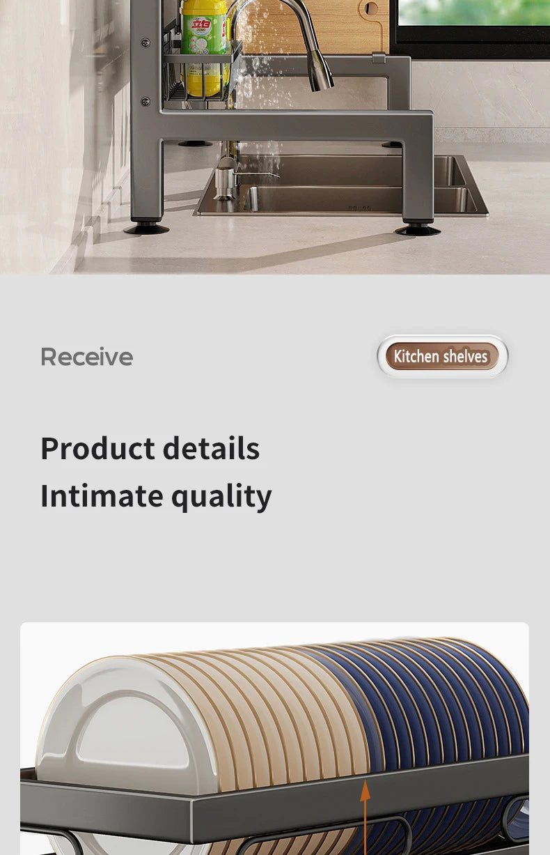 Kitchen Sink Dishwashing Double Layers Tablewares Storage Shelf Multi-functional Dish Drainer Countertop Organizer Accessories