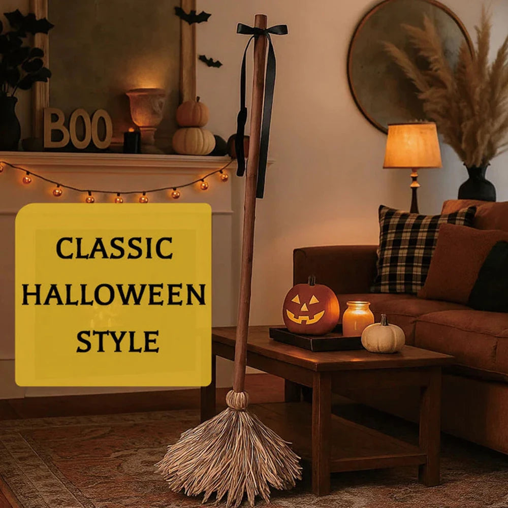 Floating Witch's Broom Haunted Dancing Moving Broomstick Magic Enchanter Sorceress Halloween Carnival Dress Up Party Props