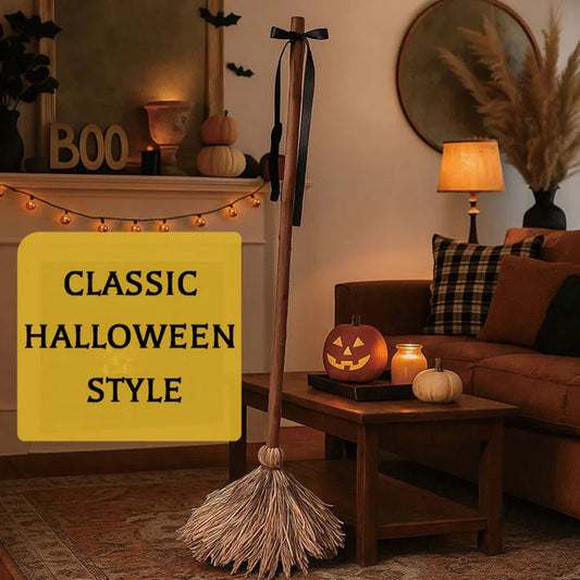 Floating Witch's Broom Haunted Dancing Moving Broomstick Magic Enchanter Sorceress Halloween Carnival Dress Up Party Props