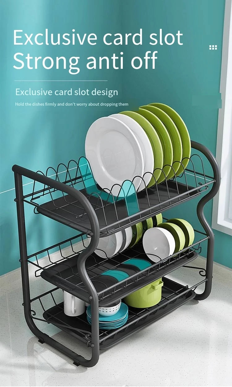 Cutlery Rack Stainless Steel Drying Rack Bowl Dish Draining Shelf  Kitchen Organizer 3 Tiers Dish Drainer Dryer Tray Holder