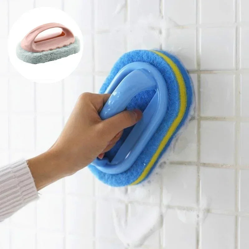 Household Bathroom Tools Handle Sponge Brush To Clean Bathtub Tile Cleaner Blue Soft Magic Sponge Eraser Kitchen Supplies