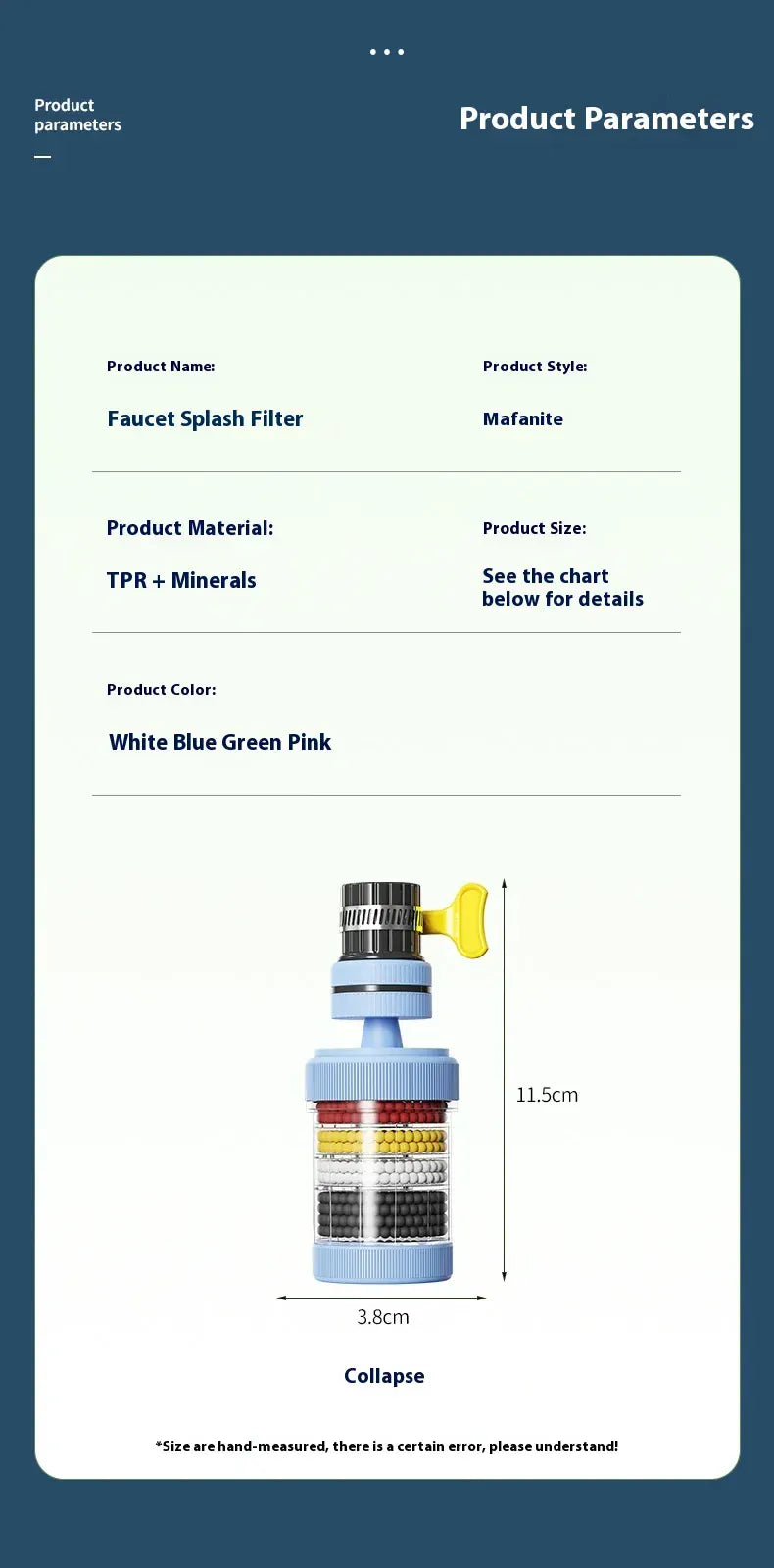 Water Faucet Filter Household Kitchen Home Faucet Mini Tap Water Clean Purifier Filter Filtration Cartridge Carbon Filter