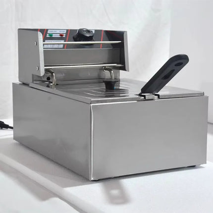 6L 1.5KW Commercial Electric Deep Fryer - Fast Heating, Stainless Steel, Easy Clean, 3-Tier Basket, for Fast Food Restaurant