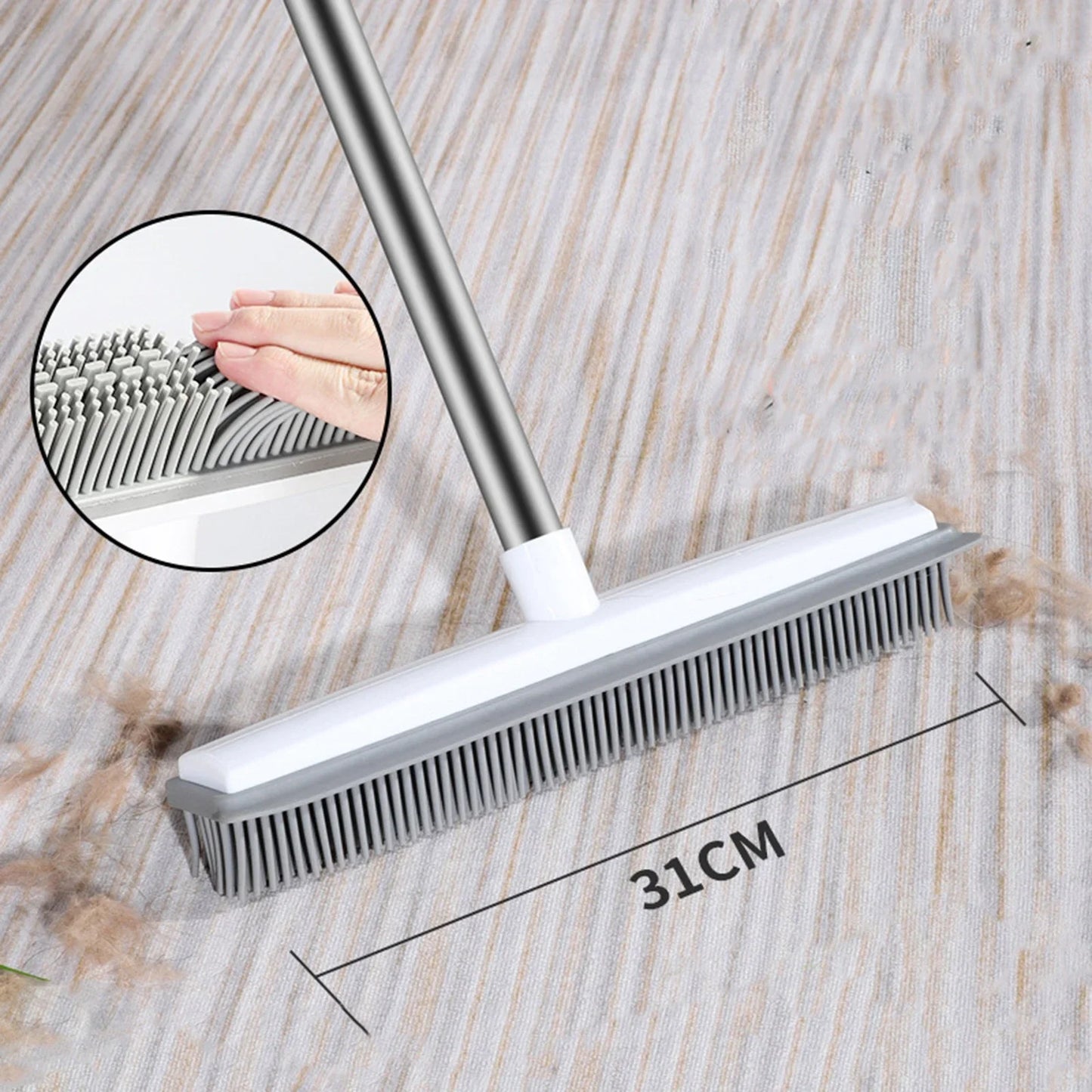 Powerful Pet Hair Rubber Broom
