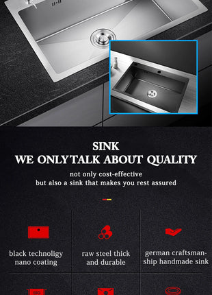 DQOK Stainless Steel Kitchen Sink Slot Dish Basin Kitchen sink Drain Basket And Drain Pip Rectangular