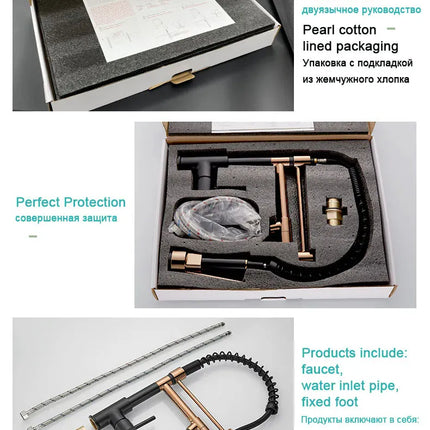 Robinet de cuisine GEGVE, robinet amovible en laiton brossé, robinet d'appoint pour accessoires de cuisine, bec extractible, eau chaude et froide