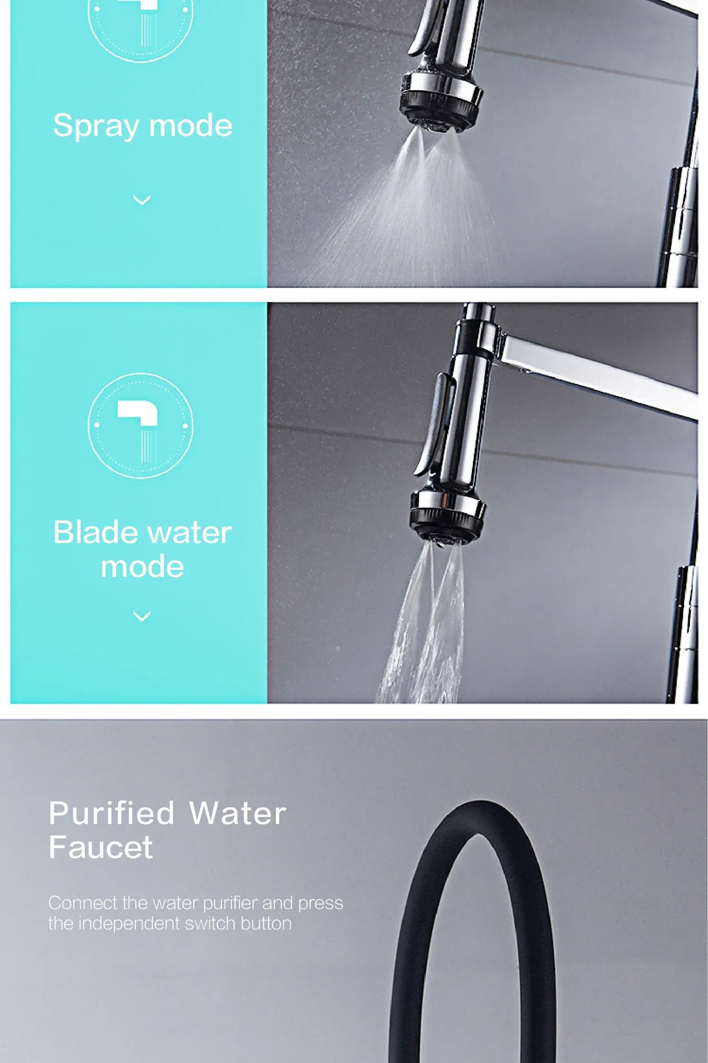 Luxury chrome brass kitchen faucet magnetic suction design with filtered water single hole cold and hot dual control sink faucet