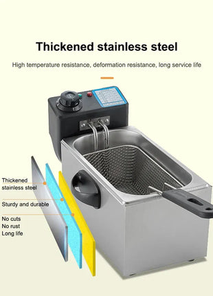 4L Electric Deep Fryers Oil Oven Adjustable Thermostat Fried Chicken Grill French Fries Frying Machine Heating Cooker 2000W