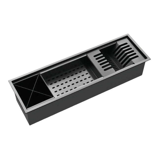 Égouttoir à vaisselle pour plan de travail, en acier inoxydable, avec plateau égouttoir et porte-ustensiles pour évier.