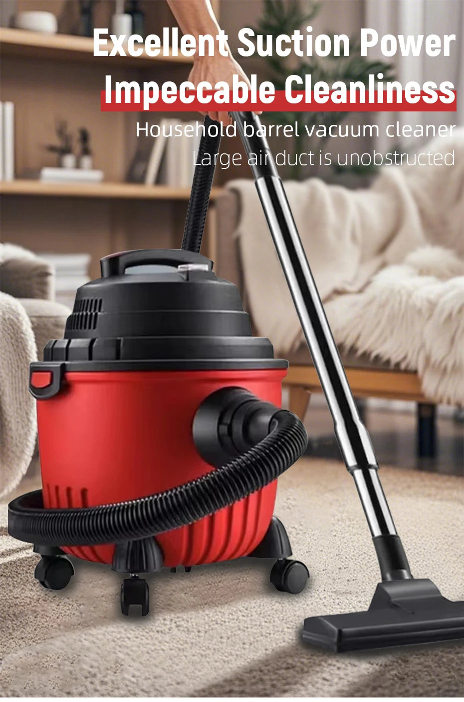 Multifunctional Vacuum Cleaner Handheld Bucket Vacuum Cleaner Dust Collector Strong Suction Wet And Dry Blowing Three-Purpose Va