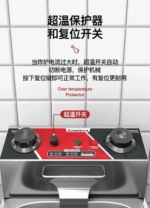 220V Fryer Electric Cookware for Kitchen Deep French Fries Commercial Fryers Frying Oil Cooker Timer Arfrai 10L Ar AF