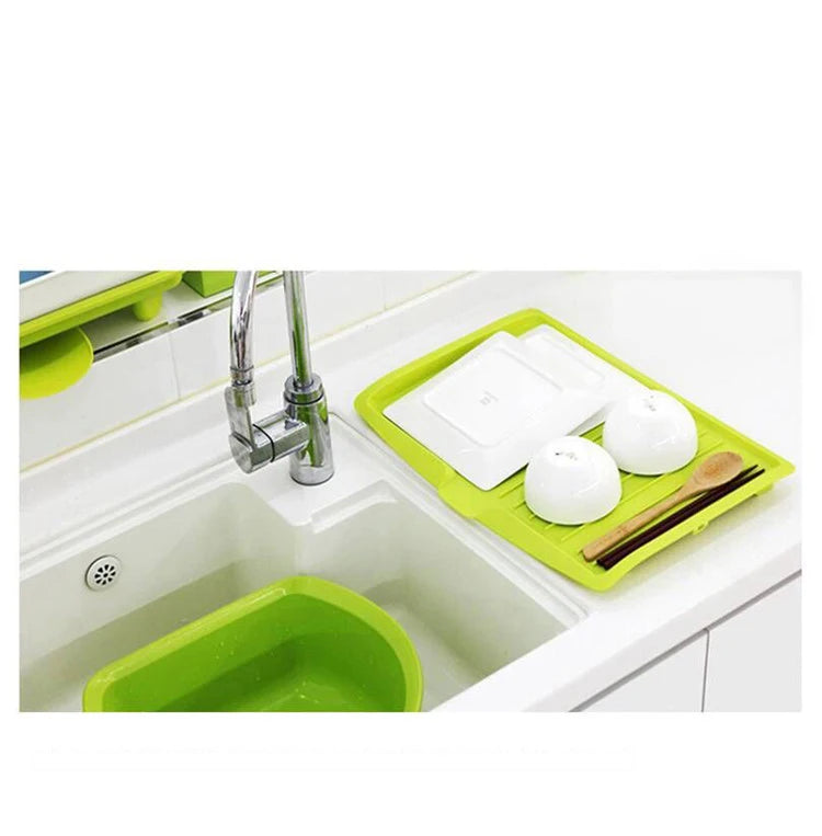 Égouttoir de cuisine en silicone, plateau égouttoir à vaisselle, grand égouttoir pour évier, organisateur de plan de travail, égouttoir pour vaisselle de cuisine