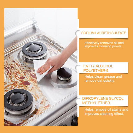 Nettoyant moussant dégraissant pour cuisine Jue-Fish – Spray anti-graisse au citron (60 ml) | Élimine la graisse tenace sur hottes, fours, plaques et grilles – Brillance et propreté