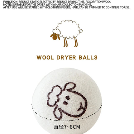 Boules de séchage en laine 7 cm, réutilisables, adoucissantes pour le linge