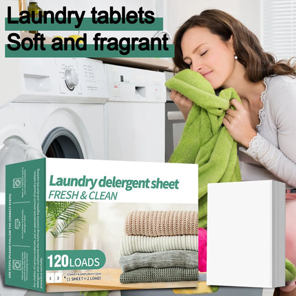New！Portable Laundry Tablets Concentrated Stain Removal Instant Bubble Tablets Fresh Linen Scent Household Laundry Paper