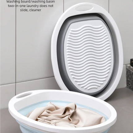 Bassine à linge pliable avec planche à laver