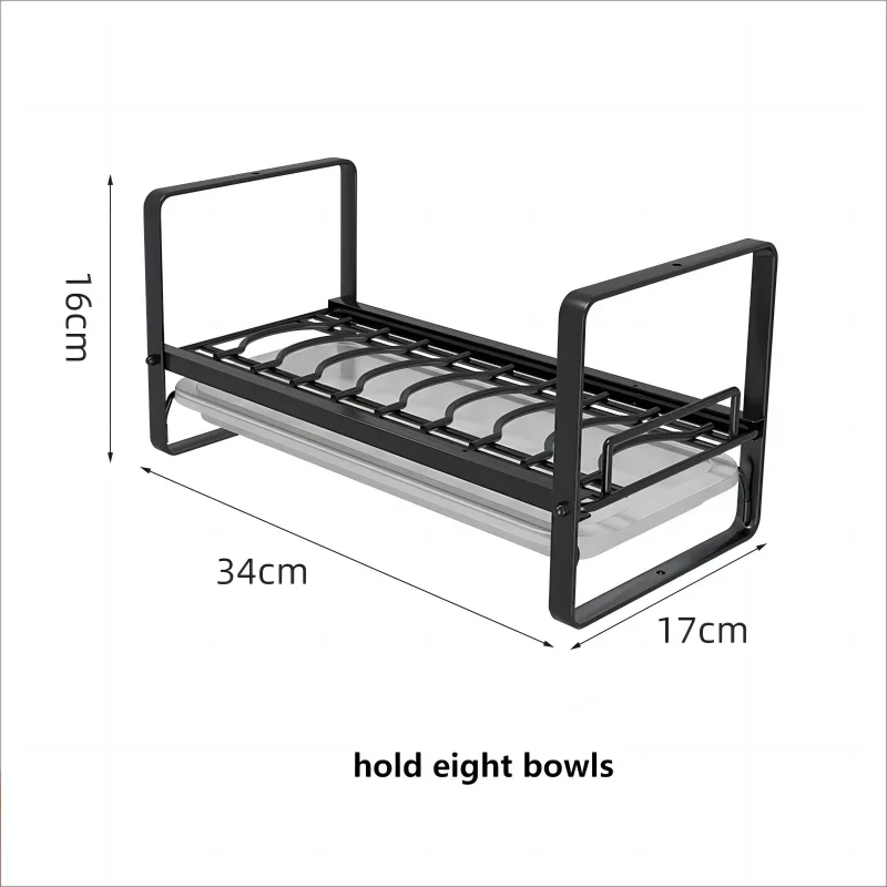 Dish Drain Shelf Stackable Drawer Bowls and Plates Organizer Rack Countertops Drain Shelf Cabinets Sink Cutlery Storage Shelf