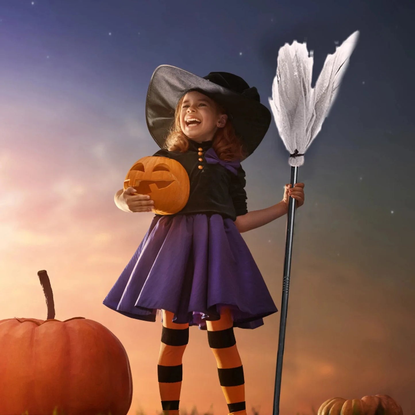 ‌Witch Flying Broomstick Cosplay Prop Halloween Party Accessory Magic Broom Ride Fantasy Costume Decor for Wizards