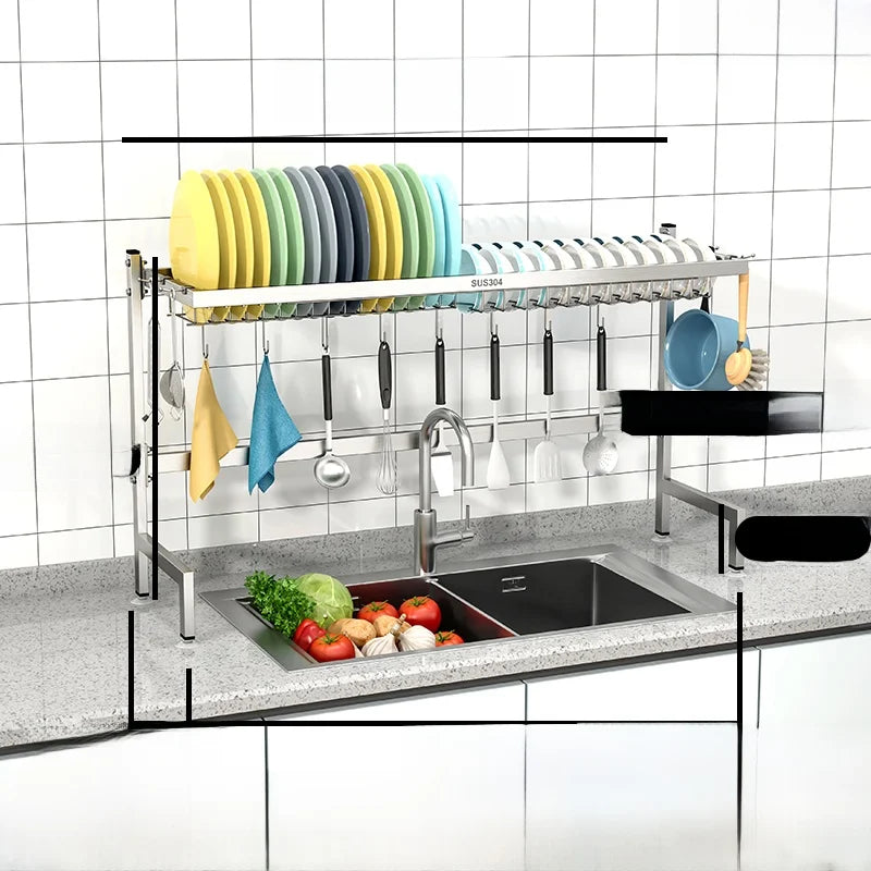 Stainl Steel 304 Kitchen Sink Di Drainer Ra Multi-Function Storage Plate Holder for Diwaing Pool above Countertop