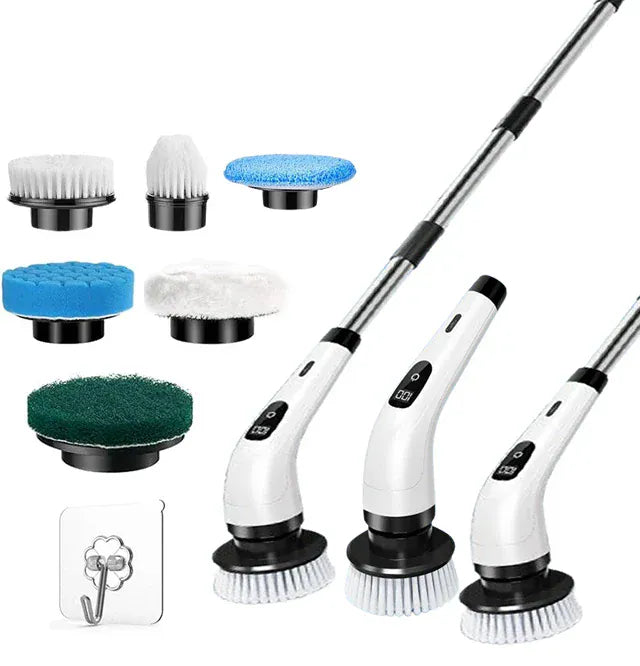 Brosse de Nettoyage Électrique Sans Fil 7 en 1 – Brosse Rotative Puissante Multi-Usages pour Cuisine, Salle de Bain, Sols & Vitres | Nettoyeur Ménager Rechargeable avec Écran Intelligent LCD/LED