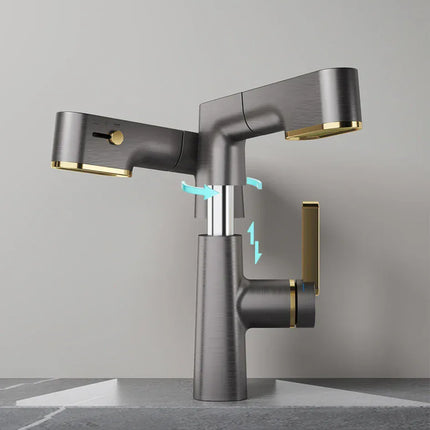 Robinet de salle de bain multifonctionnel VGX, mitigeur de lavabo extractible, robinet de lavabo avec indicateur de température LED, rotation à 360°, robinetterie Crane en laiton blanc