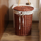 Extra large diameter 42cm outer height 50cm / Brown basket with lid and dandelion lining