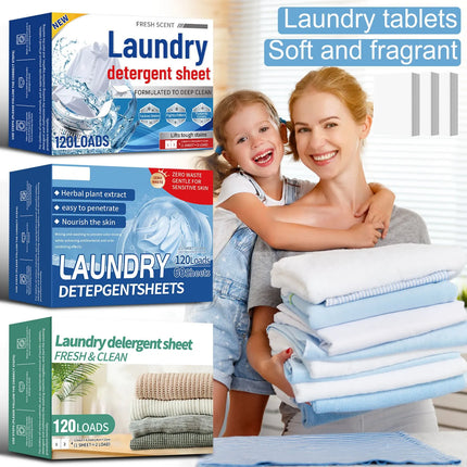 New！Portable Laundry Tablets Concentrated Stain Removal Instant Bubble Tablets Fresh Linen Scent Household Laundry Paper